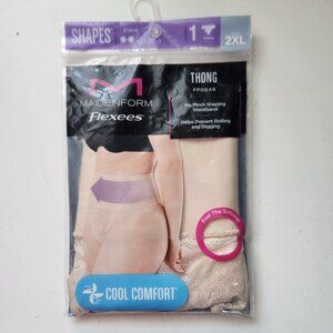 Maidenform Flexees Cool Comfort Womens Thong Shapewear 2XL Firm Control NUDE